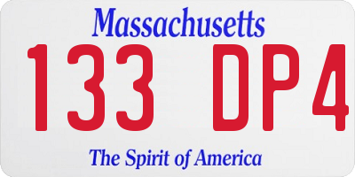 MA license plate 133DP4
