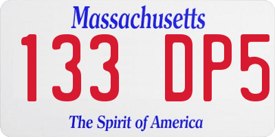 MA license plate 133DP5