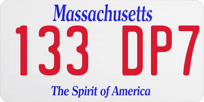 MA license plate 133DP7