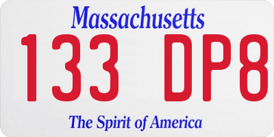 MA license plate 133DP8