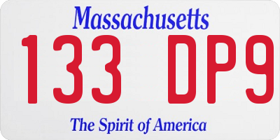 MA license plate 133DP9