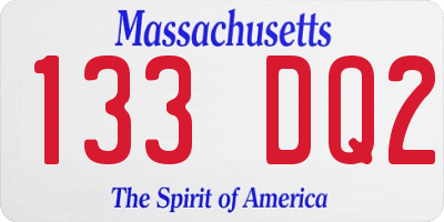 MA license plate 133DQ2