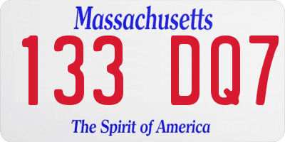 MA license plate 133DQ7