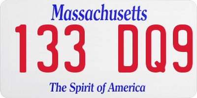 MA license plate 133DQ9