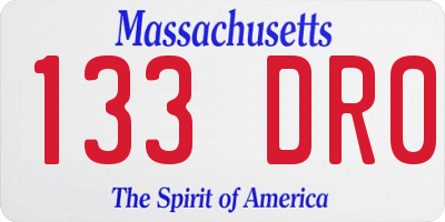 MA license plate 133DR0