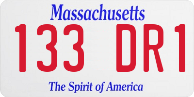 MA license plate 133DR1