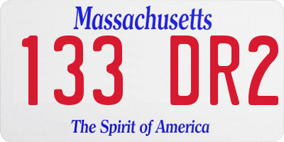 MA license plate 133DR2