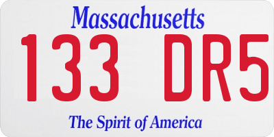 MA license plate 133DR5