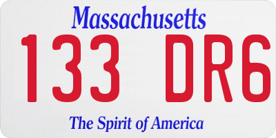 MA license plate 133DR6