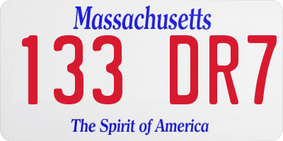 MA license plate 133DR7