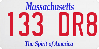 MA license plate 133DR8