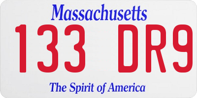 MA license plate 133DR9