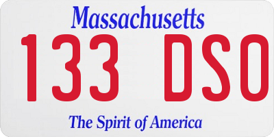 MA license plate 133DS0