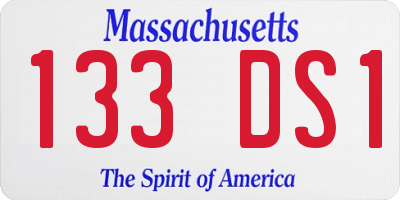MA license plate 133DS1