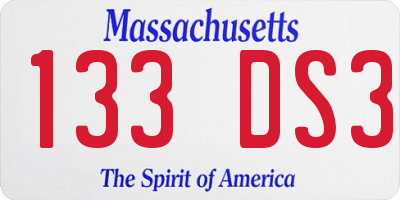 MA license plate 133DS3
