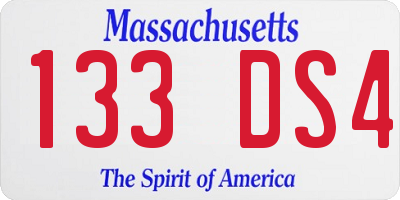 MA license plate 133DS4