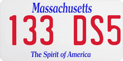 MA license plate 133DS5