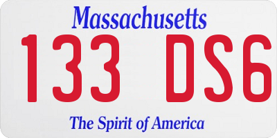 MA license plate 133DS6