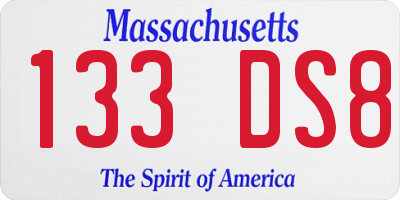 MA license plate 133DS8