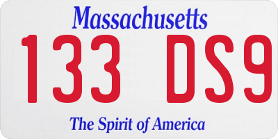 MA license plate 133DS9