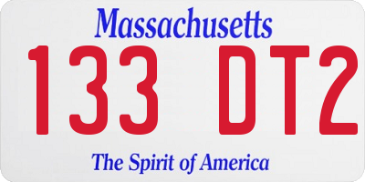 MA license plate 133DT2