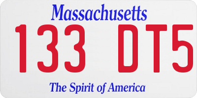 MA license plate 133DT5