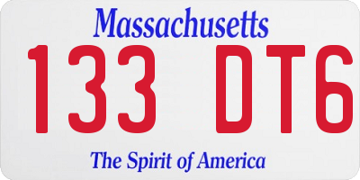 MA license plate 133DT6