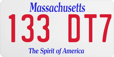 MA license plate 133DT7