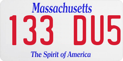MA license plate 133DU5