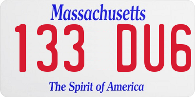 MA license plate 133DU6