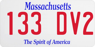 MA license plate 133DV2