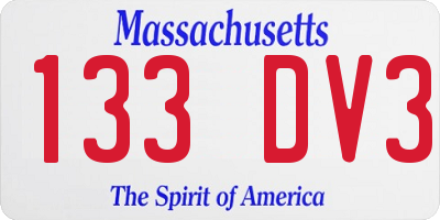 MA license plate 133DV3