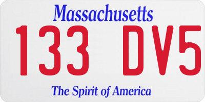 MA license plate 133DV5