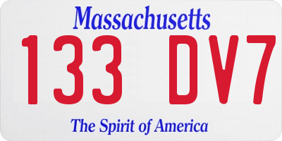 MA license plate 133DV7
