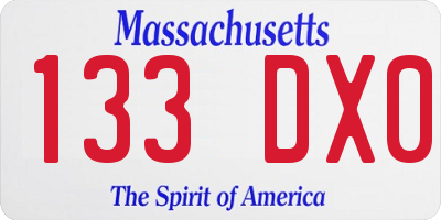 MA license plate 133DX0