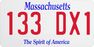 MA license plate 133DX1