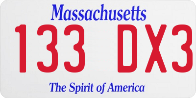 MA license plate 133DX3