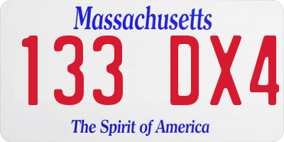 MA license plate 133DX4