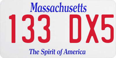 MA license plate 133DX5