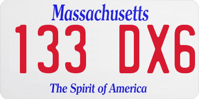 MA license plate 133DX6