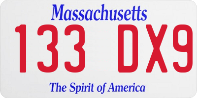 MA license plate 133DX9