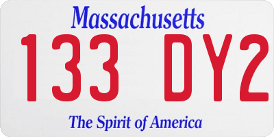 MA license plate 133DY2