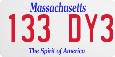 MA license plate 133DY3