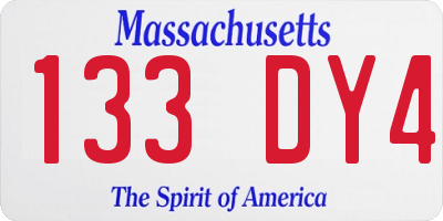 MA license plate 133DY4