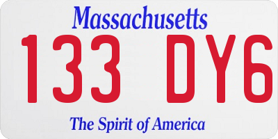 MA license plate 133DY6
