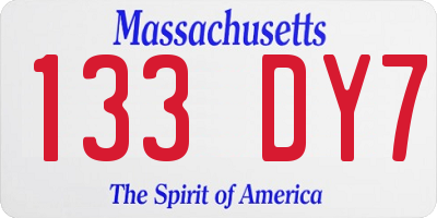 MA license plate 133DY7