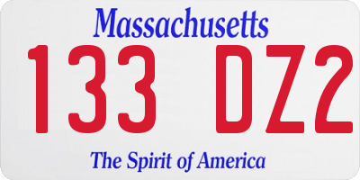 MA license plate 133DZ2