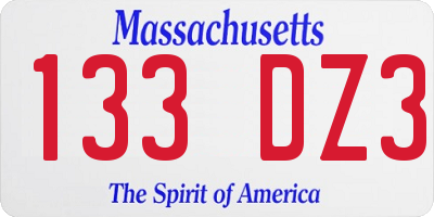 MA license plate 133DZ3