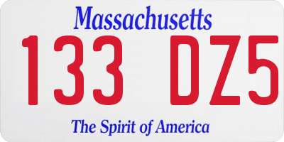 MA license plate 133DZ5
