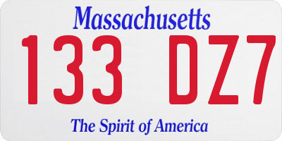 MA license plate 133DZ7